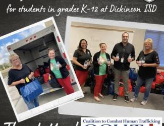 100 cases of water distributed to Dickinson ISD students