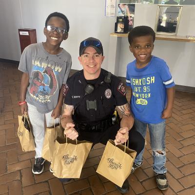 Thank you bags delivered to Wharton PD